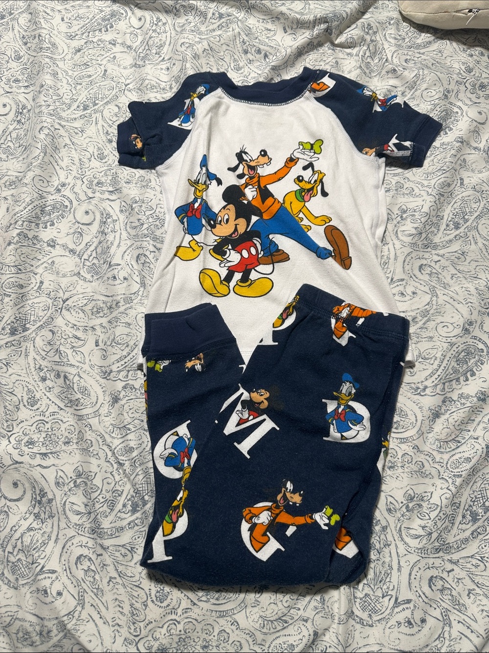 Disney Navy, White and Yellow Mickey & Friends Pajama Set